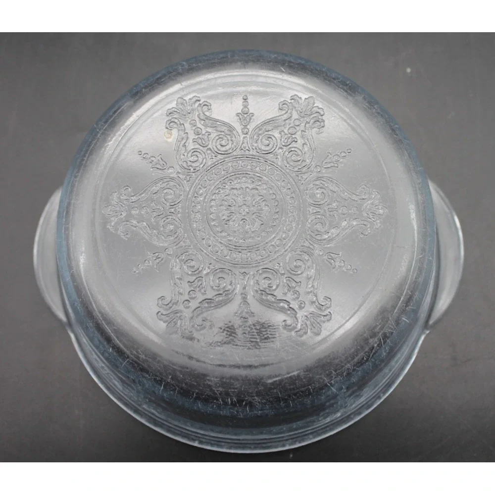 Vintage Fire-King Sapphire Blue Philbe Casserole Dish w/ Clear Glass Lid 6